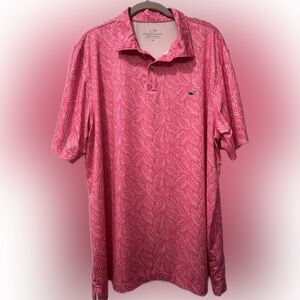 Vineyard Vines Sankaty Golf Performance Polo XL Pink Leaf